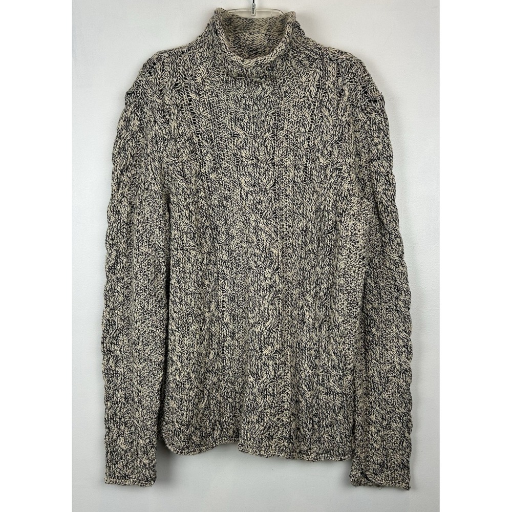 Lauren Ralph Sweater Womens Large Cable Knit Turtleneck Cotton Old Money Quiet